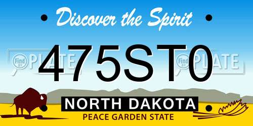 475ST0 North Dakota License Plate
