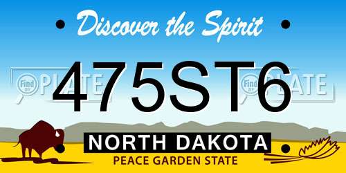 475ST6 North Dakota License Plate