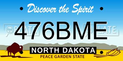 476BME North Dakota License Plate