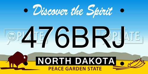 476BRJ North Dakota License Plate