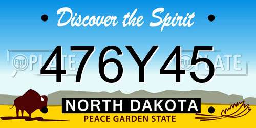 476Y45 North Dakota License Plate