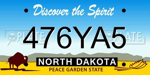 476YA5 North Dakota License Plate