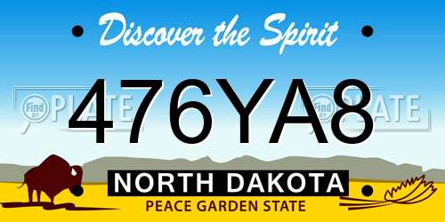 476YA8 North Dakota License Plate