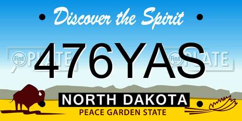476YAS North Dakota License Plate