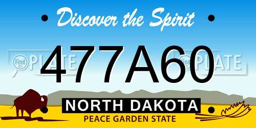 477A60 North Dakota License Plate