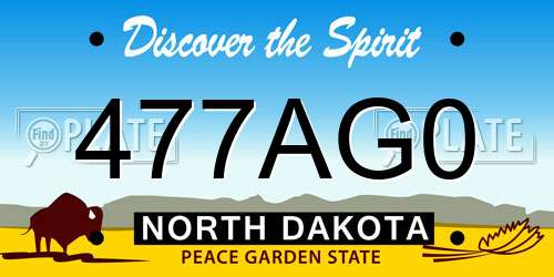 477AG0 North Dakota License Plate