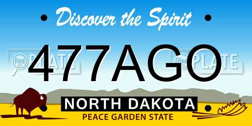 477AGO North Dakota License Plate