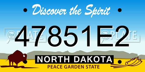 47851E2 North Dakota License Plate