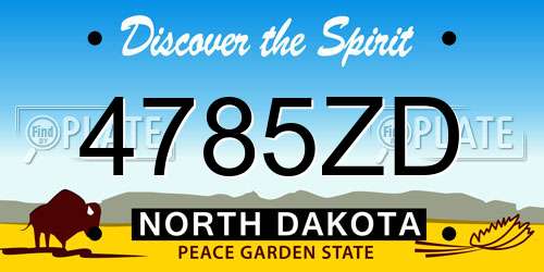 4785ZD North Dakota License Plate