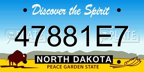 47881E7 North Dakota License Plate