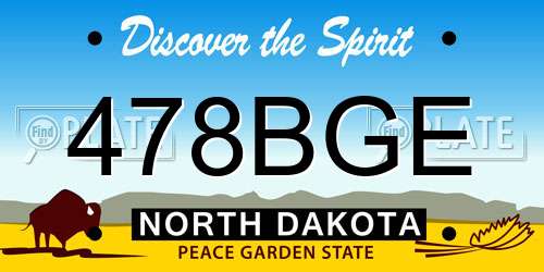 478BGE North Dakota License Plate