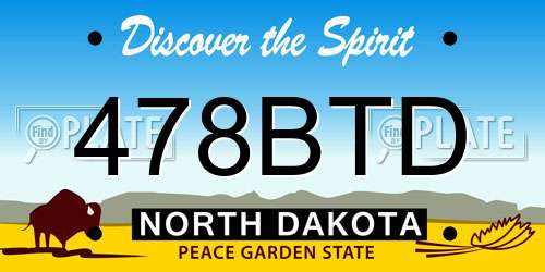 478BTD North Dakota License Plate
