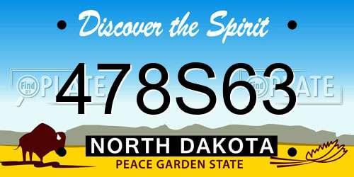 478S63 North Dakota License Plate