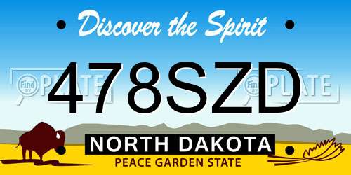 478SZD North Dakota License Plate