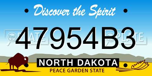 47954B3 North Dakota License Plate