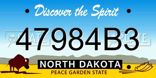 47984B3 North Dakota License Plate