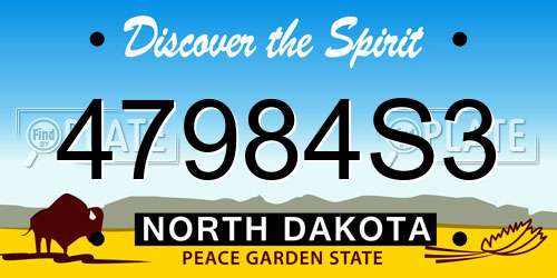 47984S3 North Dakota License Plate