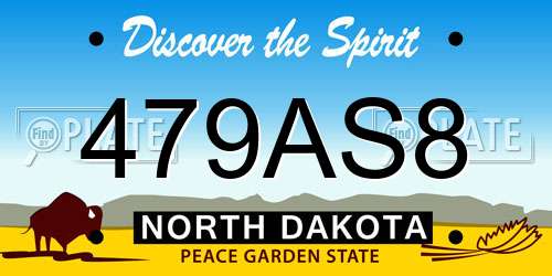 479AS8 North Dakota License Plate