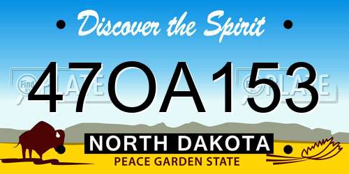 47OA153 North Dakota License Plate