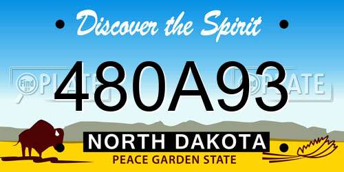 480A93 North Dakota License Plate