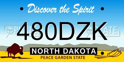 480DZK North Dakota License Plate