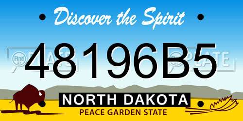 48196B5 North Dakota License Plate