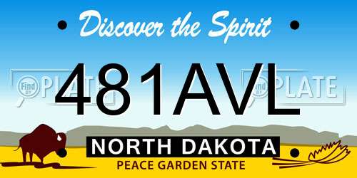 481AVL North Dakota License Plate