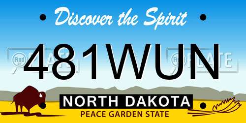 481WUN North Dakota License Plate