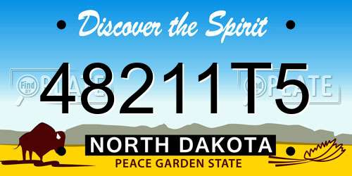 48211T5 North Dakota License Plate