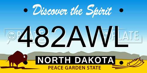 482AWL North Dakota License Plate