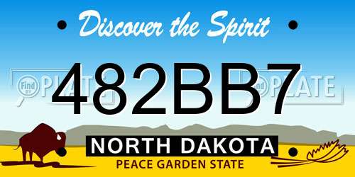 482BB7 North Dakota License Plate