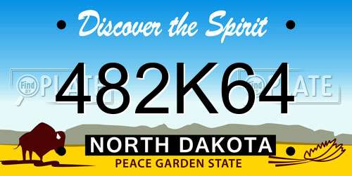 482K64 North Dakota License Plate