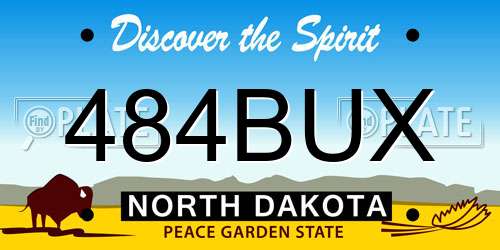 484BUX North Dakota License Plate