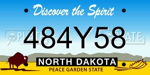 484Y58 North Dakota License Plate