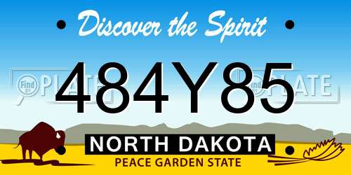 484Y85 North Dakota License Plate