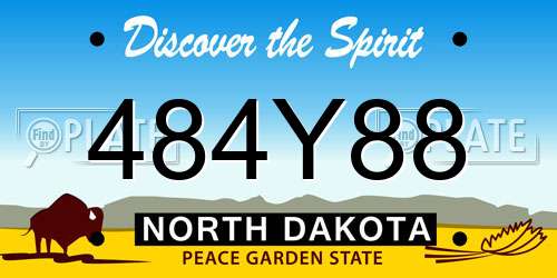 484Y88 North Dakota License Plate