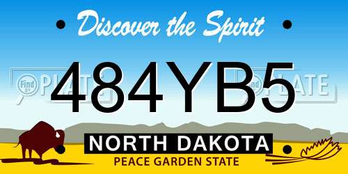 484YB5 North Dakota License Plate