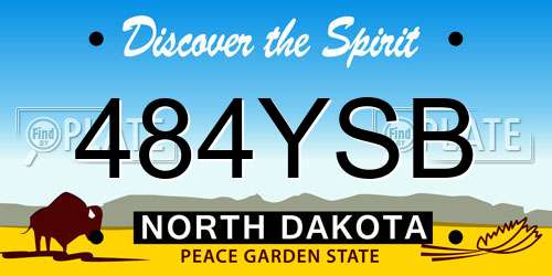 484YSB North Dakota License Plate