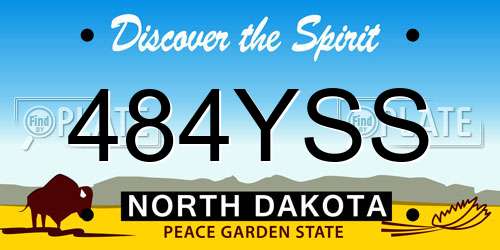 484YSS North Dakota License Plate