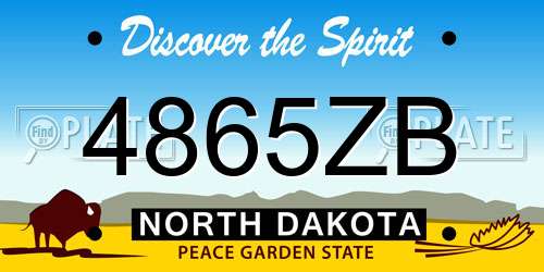 4865ZB North Dakota License Plate