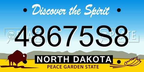 48675S8 North Dakota License Plate