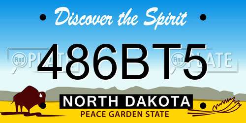486BT5 North Dakota License Plate