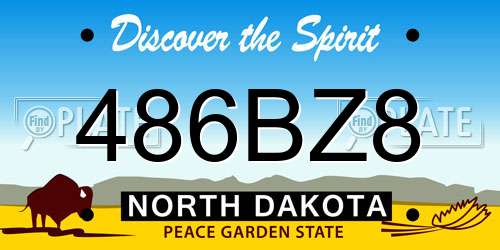 486BZ8 North Dakota License Plate