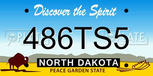 486TS5 North Dakota License Plate
