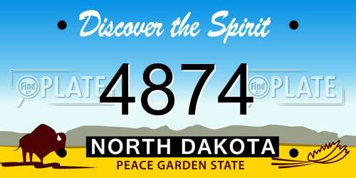 4874 North Dakota License Plate