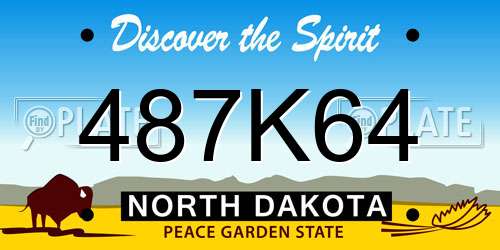 487K64 North Dakota License Plate