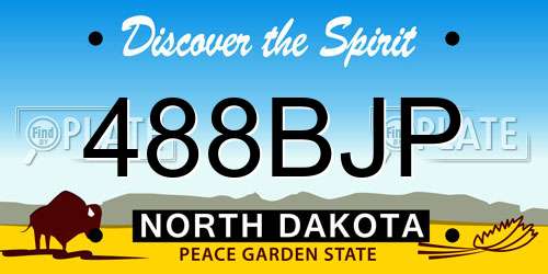 488BJP North Dakota License Plate
