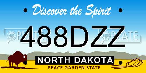 488DZZ North Dakota License Plate