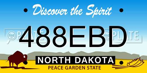 488EBD North Dakota License Plate