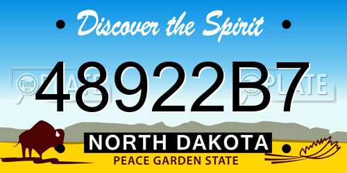 48922B7 North Dakota License Plate
